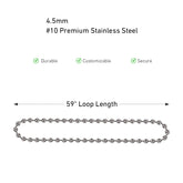 #10 Stainless Steel Bead Chain for Roller Shades & Vertical Blinds - 1.5 Meter Length (59 inch) - Includes 3 Metal Connectors